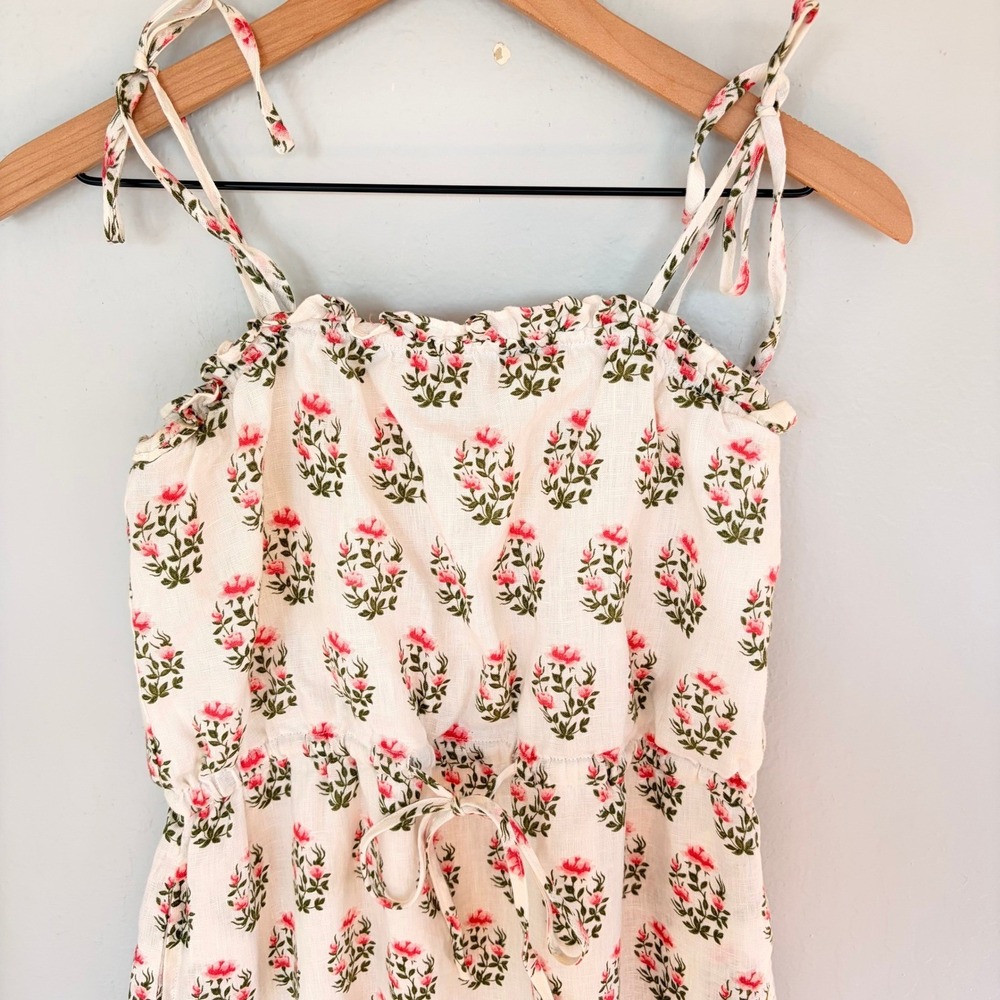Meadows Boston Tiered Midi Dress Size 2 100% Linen